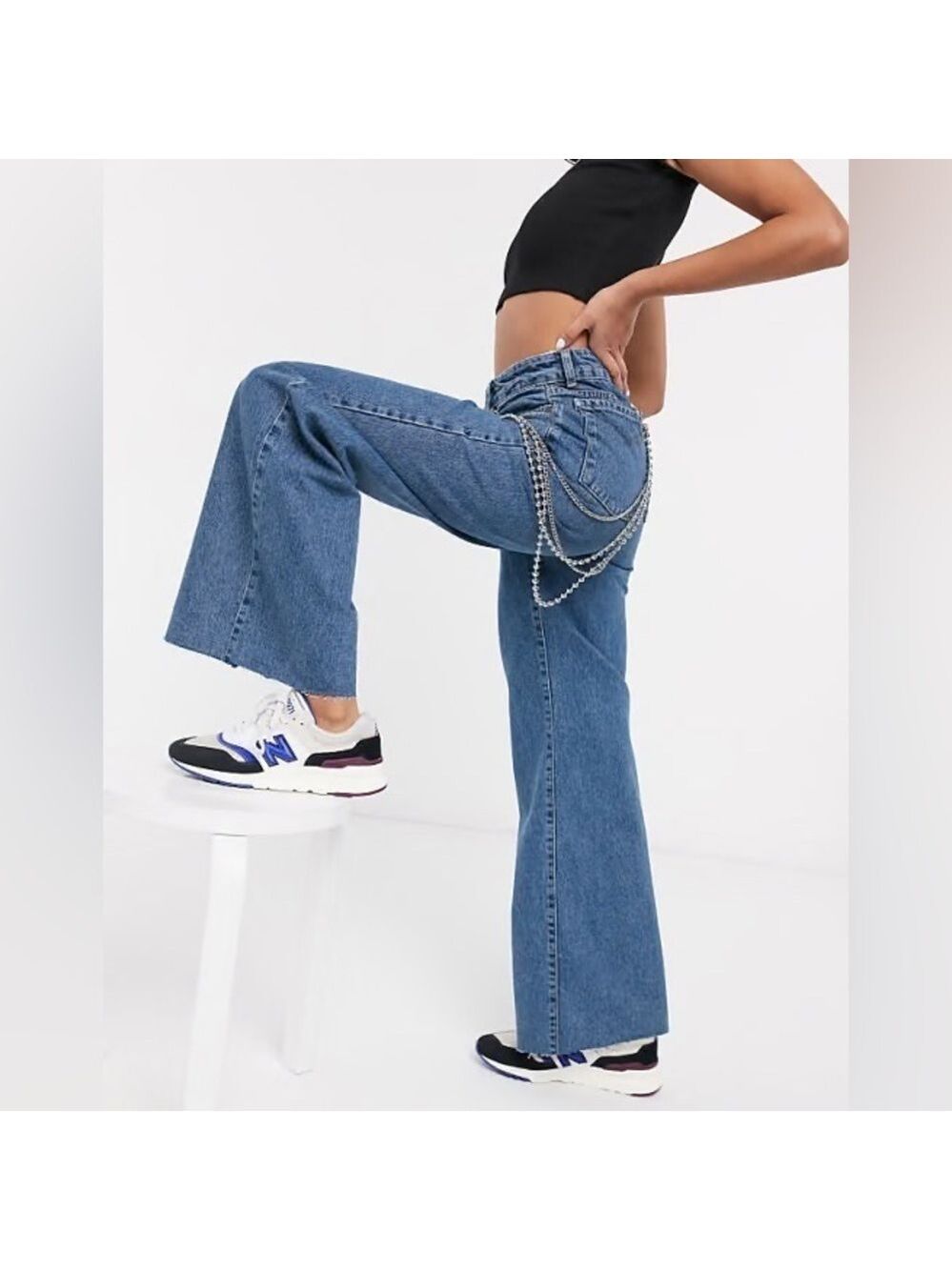 The Ragged Priest High Waist Skater Jeans with Chain Sz 28